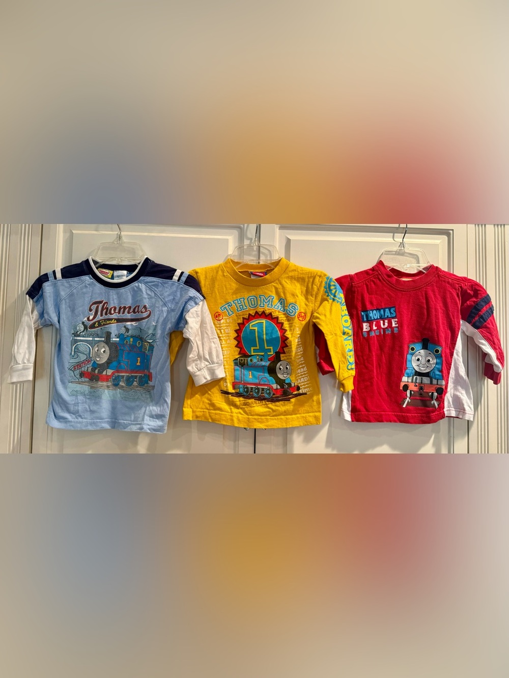 Set of 3 Thomas & Friends Long Sleeve Tees - Blue, Yellow, Red - Toddler Size 3T